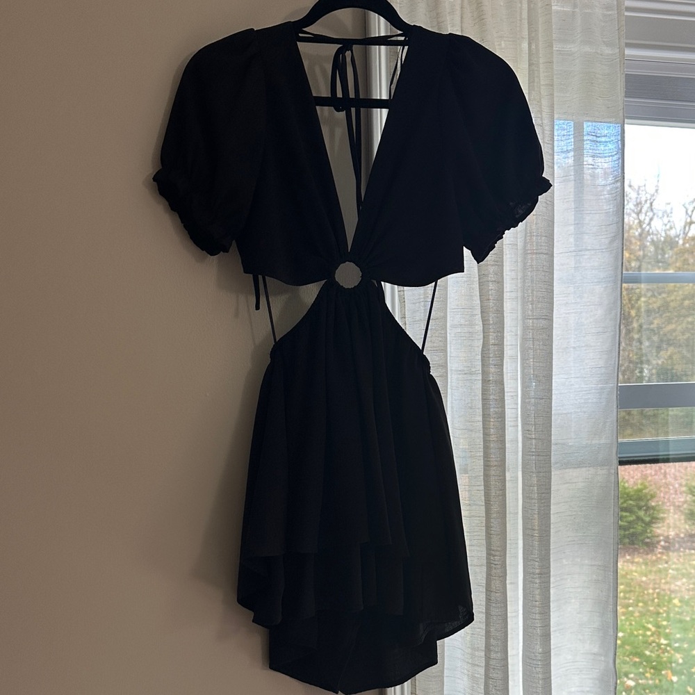 Fashion Nova Black Romper with Cut-Out